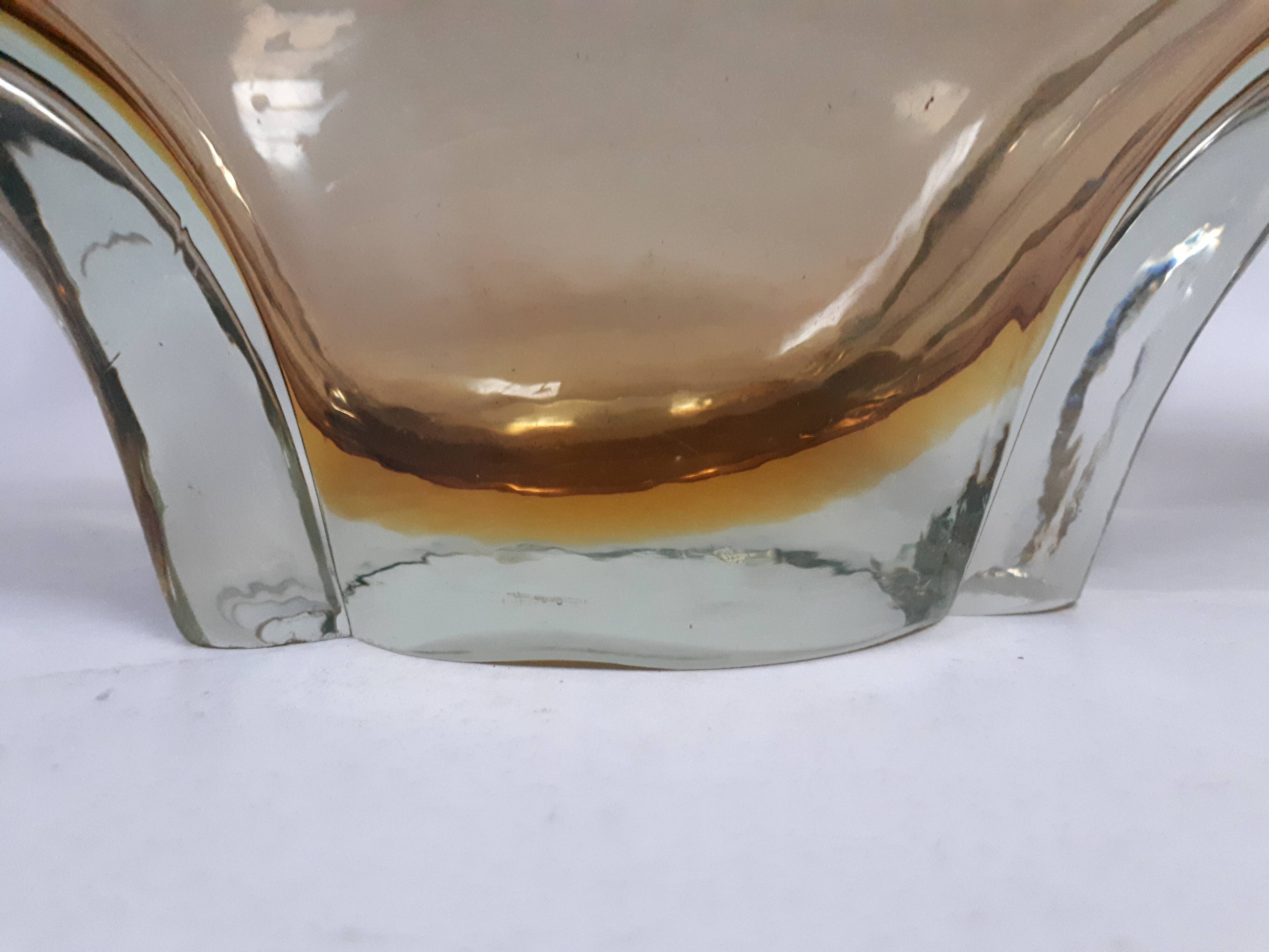 Fruit cup vintage Murano glass 1960 purple yellow