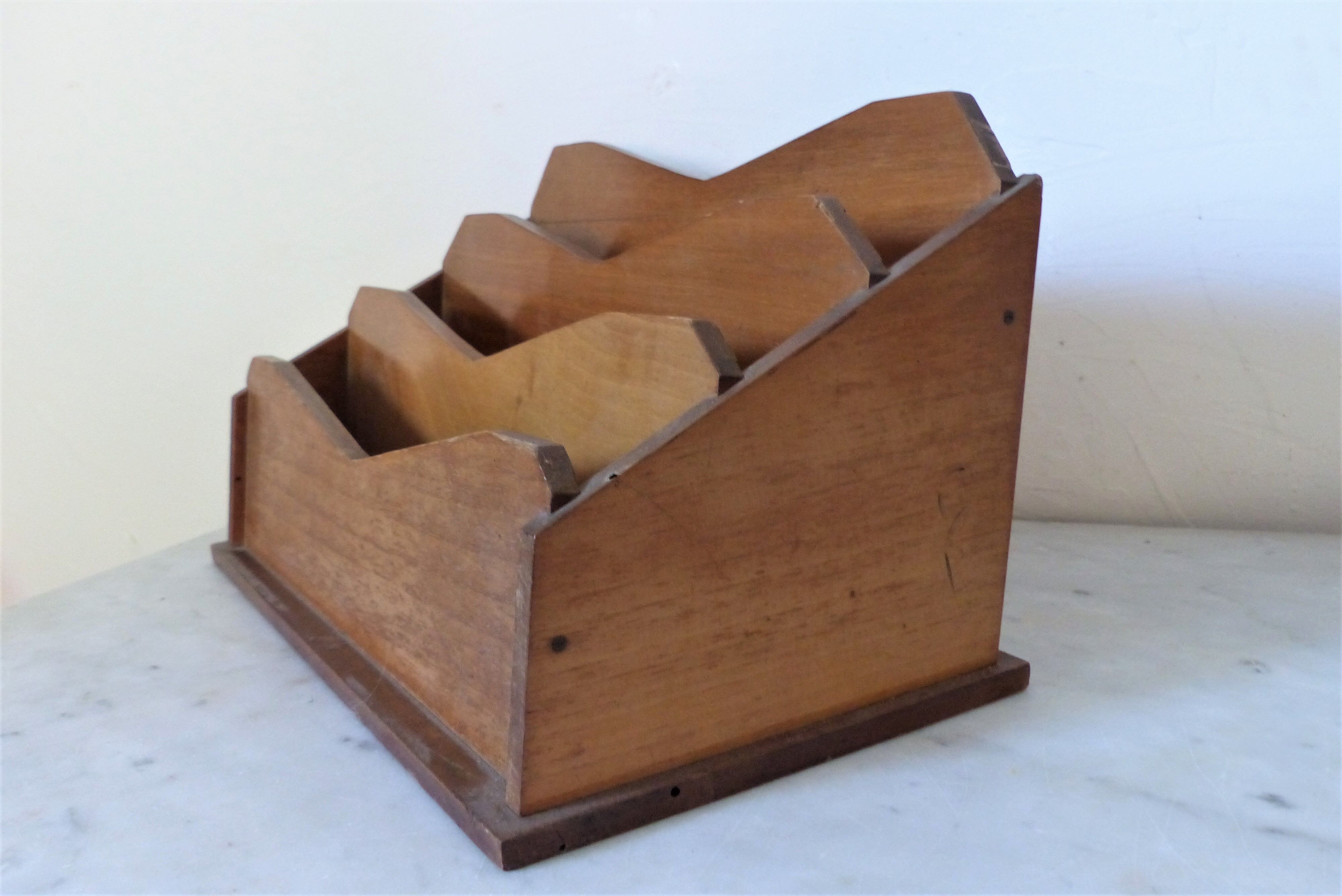 Art Deco wooden mail sorter