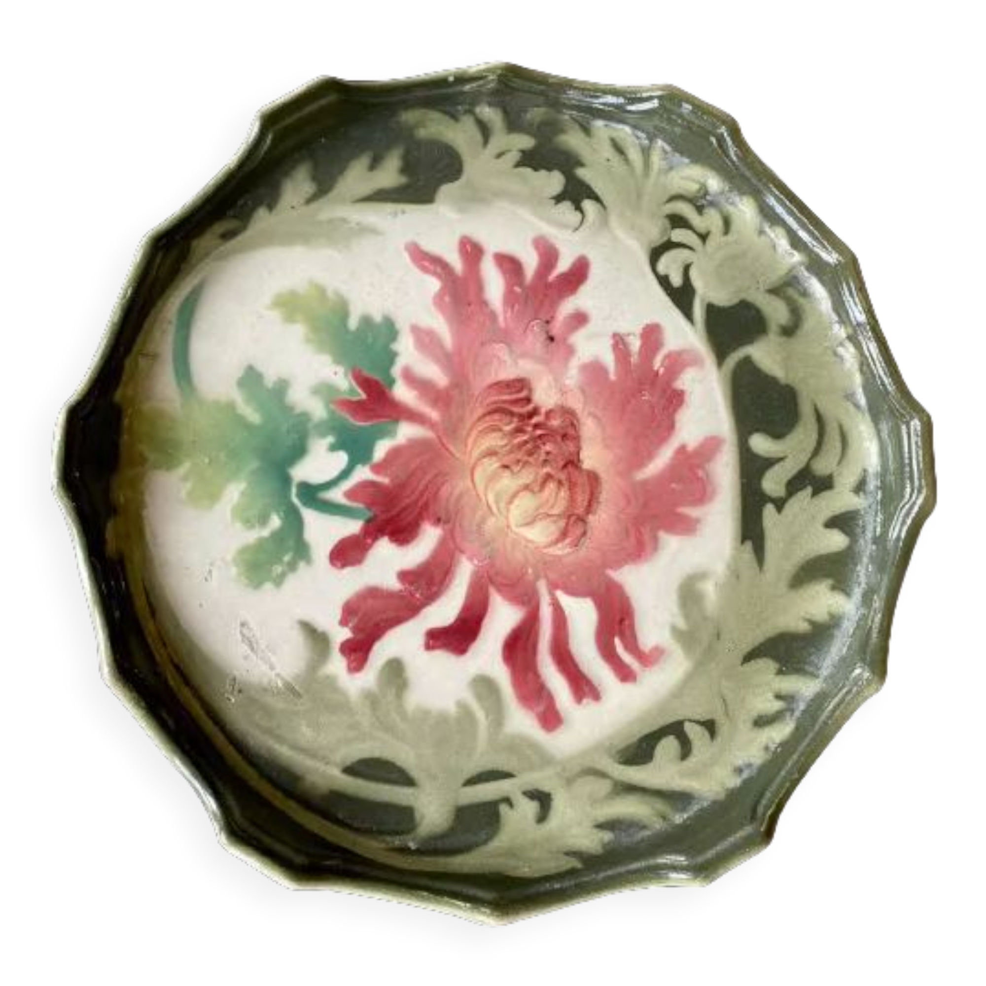 Vintage slip dish chrysanthemum Saint Clement