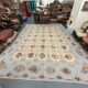 Very Large Aubusson Style Needlepoint Rug 360x470 cm Blue Floral Flatweave Wool