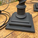 Pair of antique black twisted lamps