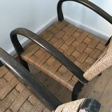 Pair of vintage rope armchairs, wooden frame, Sweden, 1960, Axel Larsson