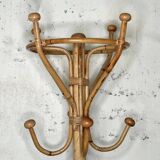 Bamboo and rattan coat rack