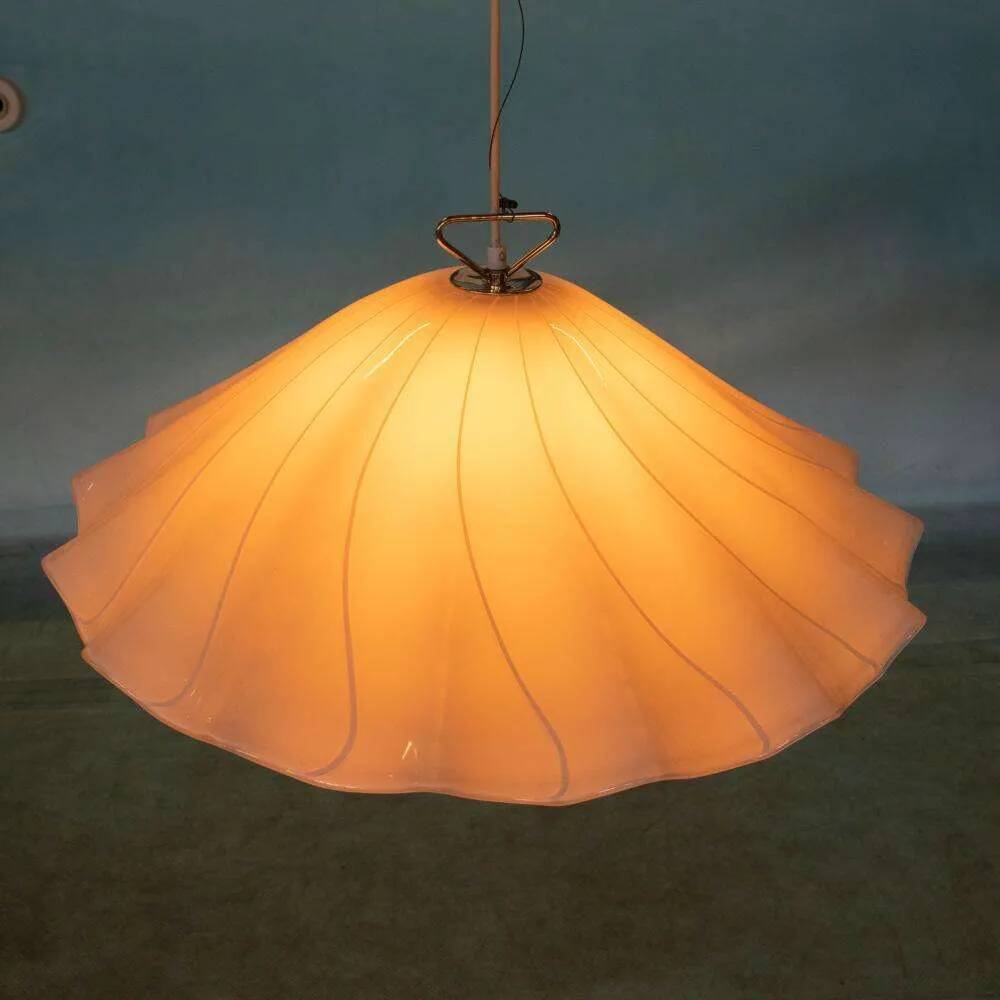 Vintage glass suspension lamp Kalmar Fazzoletto