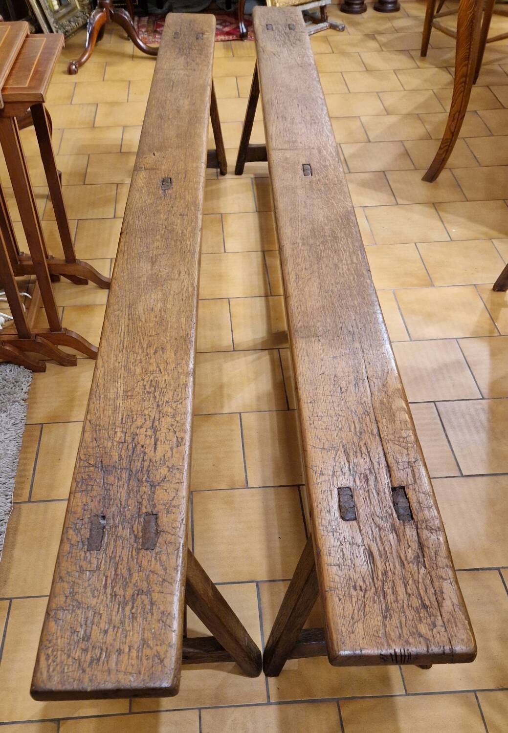 Pair of oak benches