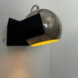 Pair of adjustable wall lights, chrome and matte black metal, France 1970
