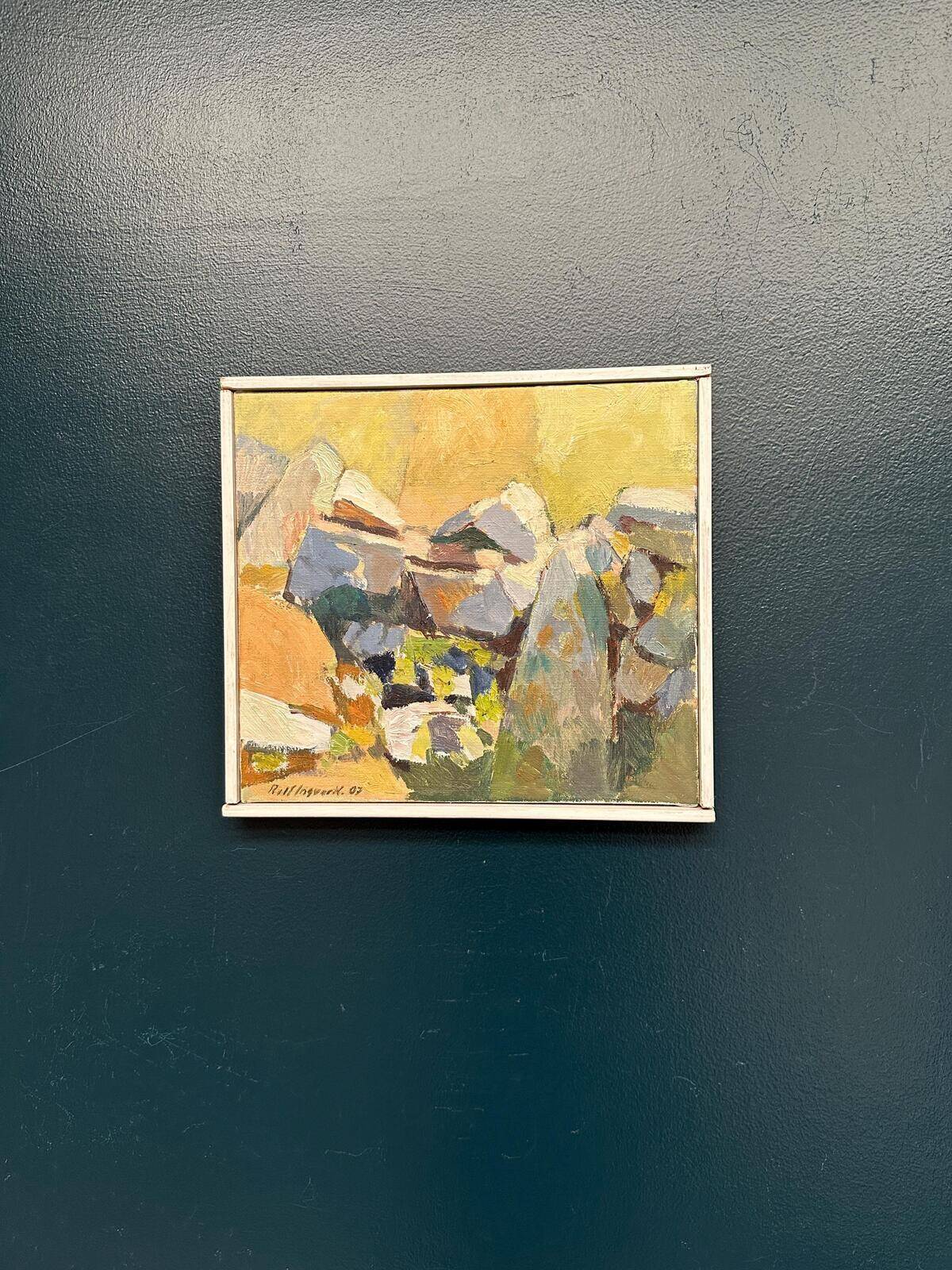 Original Swedish Oil On Canvas – “Stenmur På Alvaret” By Rolf Ingvar Karlsson – Signed – Vintage & Framed – 32 × 29 Cm (12.6" × 11.4")