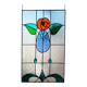 Vitrail décoratif Fleur stylisée – Verre coloré artisanal 40 × 70 cm