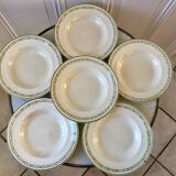 lot of 6 green and orange Longwy Iron Earth hollows from the beginning of the 19th century