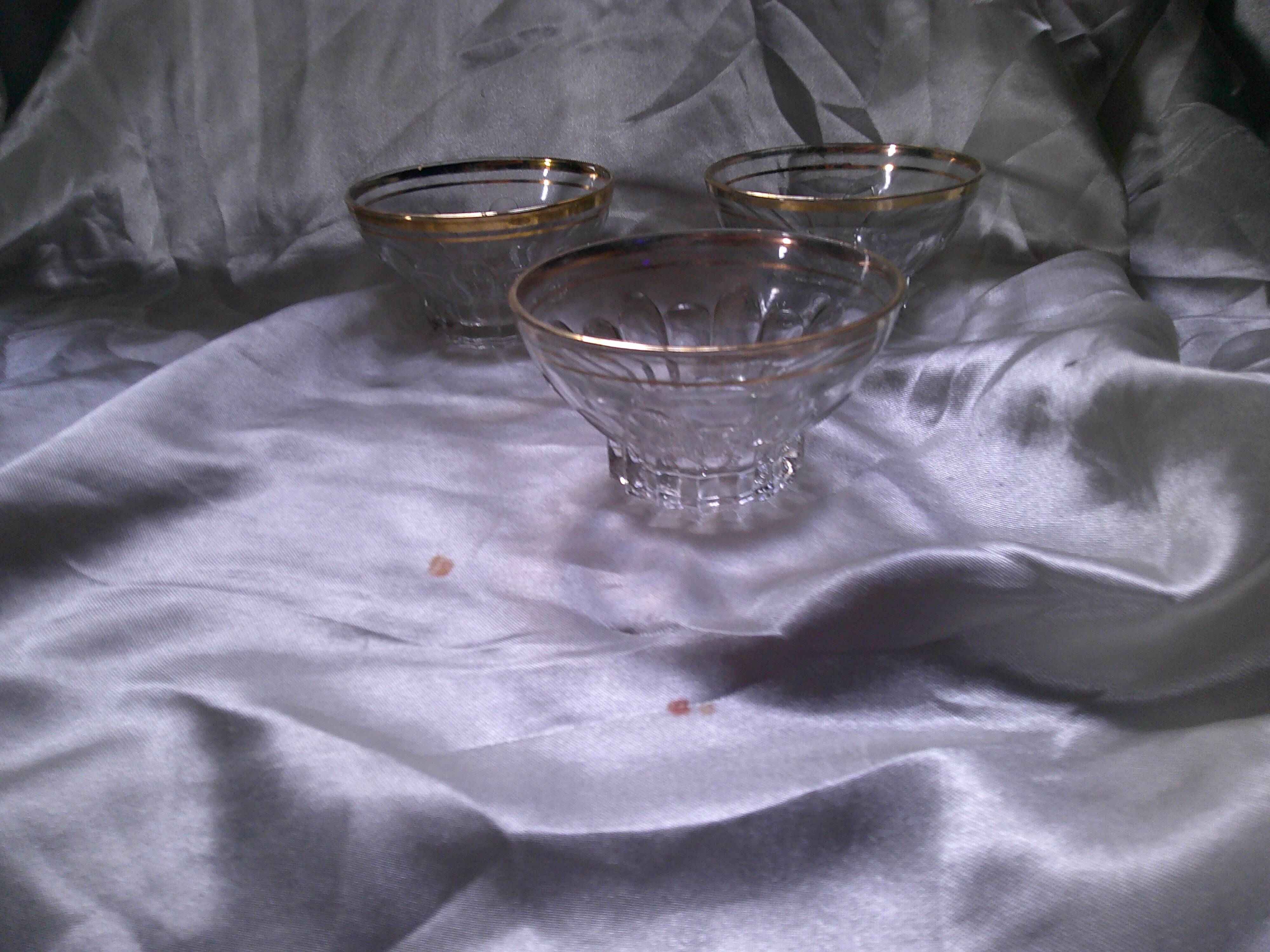3 old champagne glasses