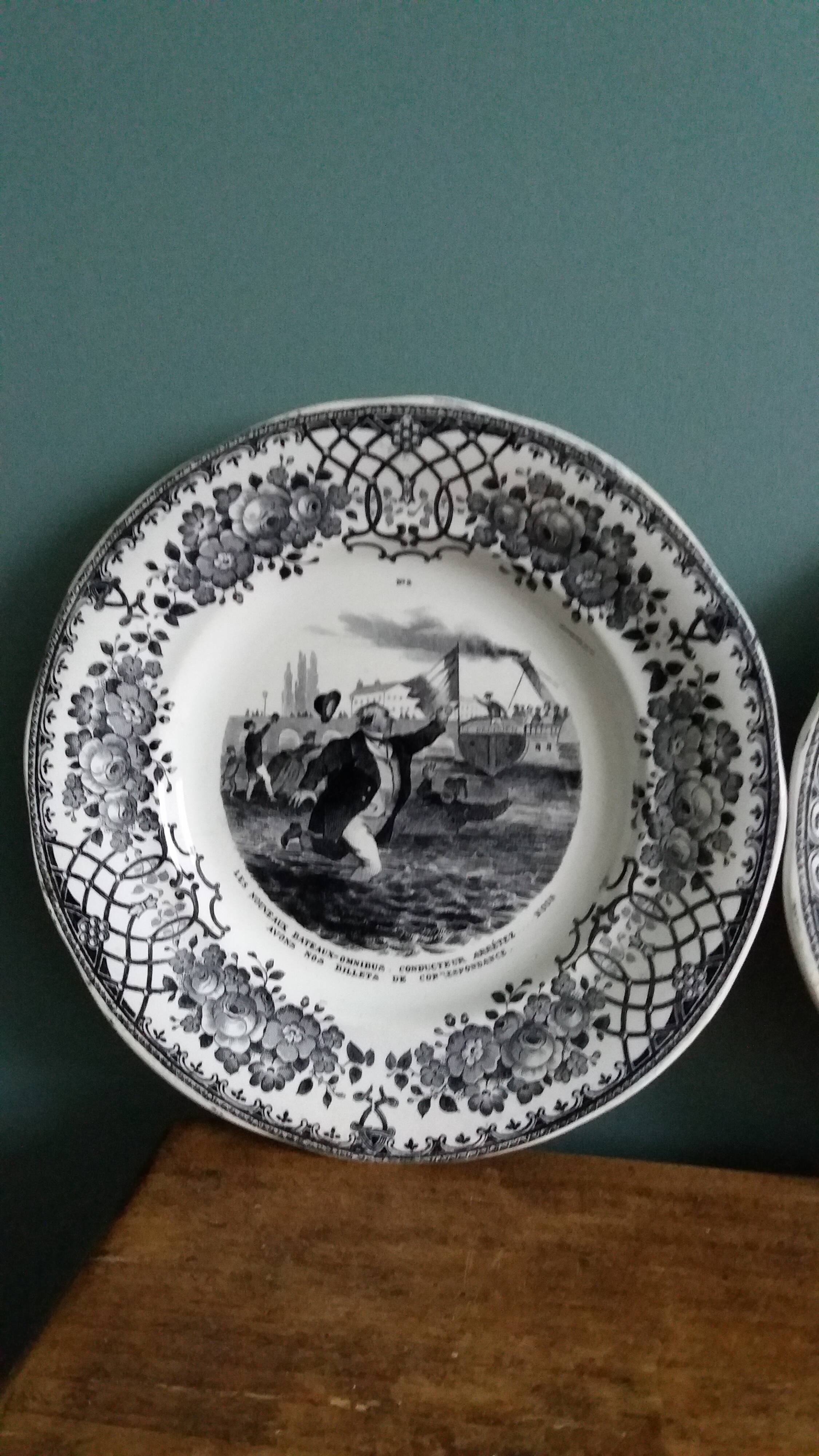 Talking plates Creil and Montereau transport theme