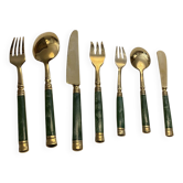 Vintage Brass & Teak Cutlery Set Mid-Century Style – 1960s/1970s – Handles