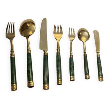 Vintage Brass & Teak Cutlery Set Mid-Century Style – 1960s/1970s – Handles
