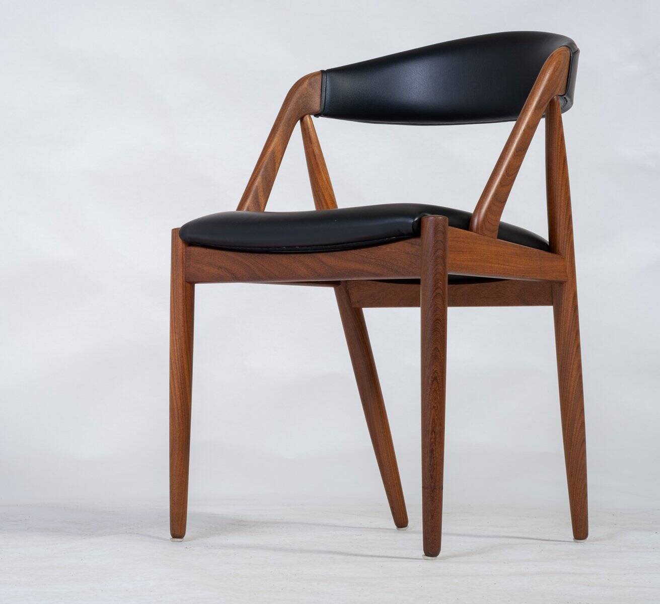 Leather Chairs in Teak by Kai Kristiansen, Denmark, 1960s, Set of 2