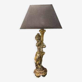 Venus wooden statue table lamp 1960s