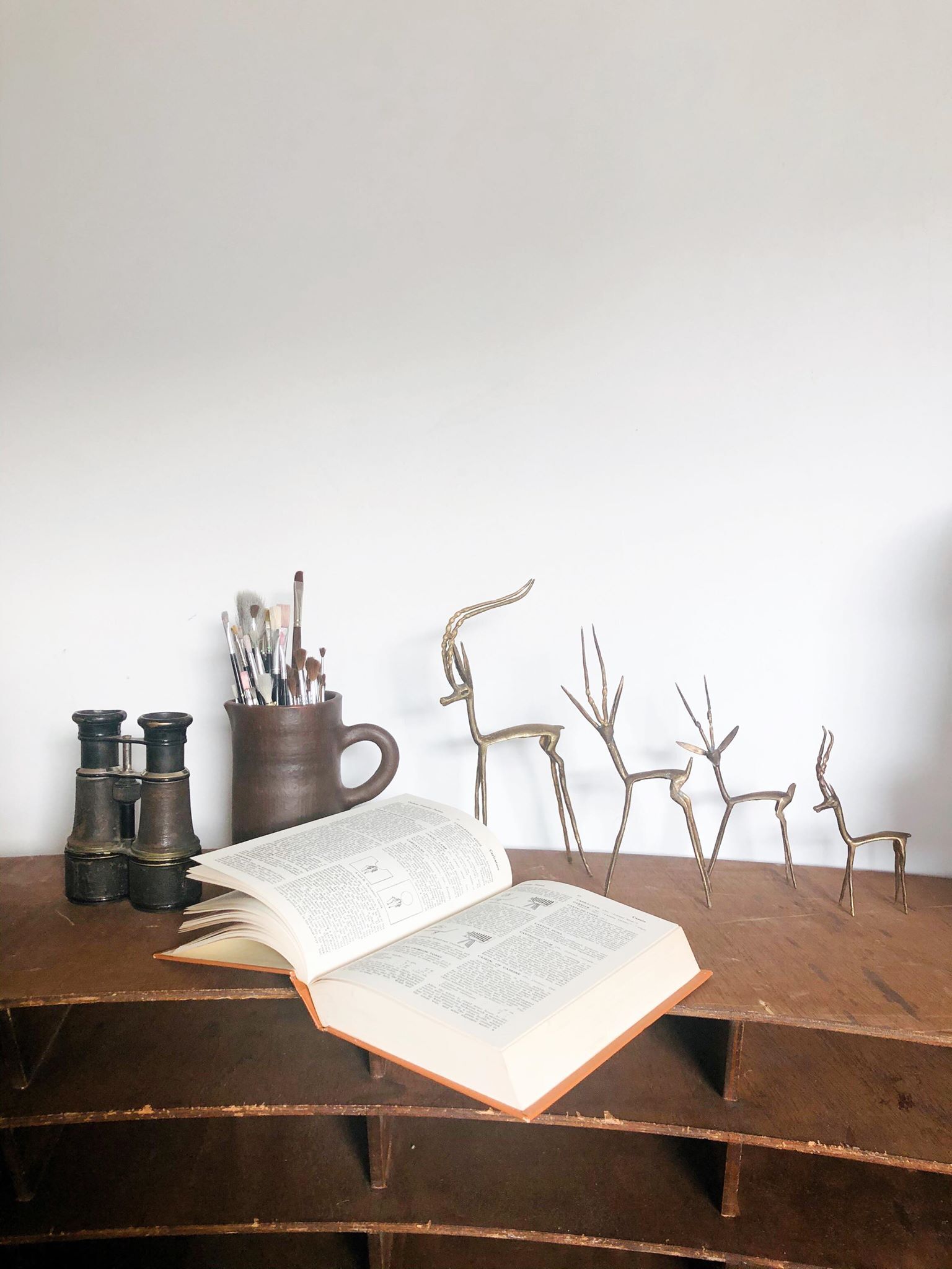 Set brass gazelles antelopes