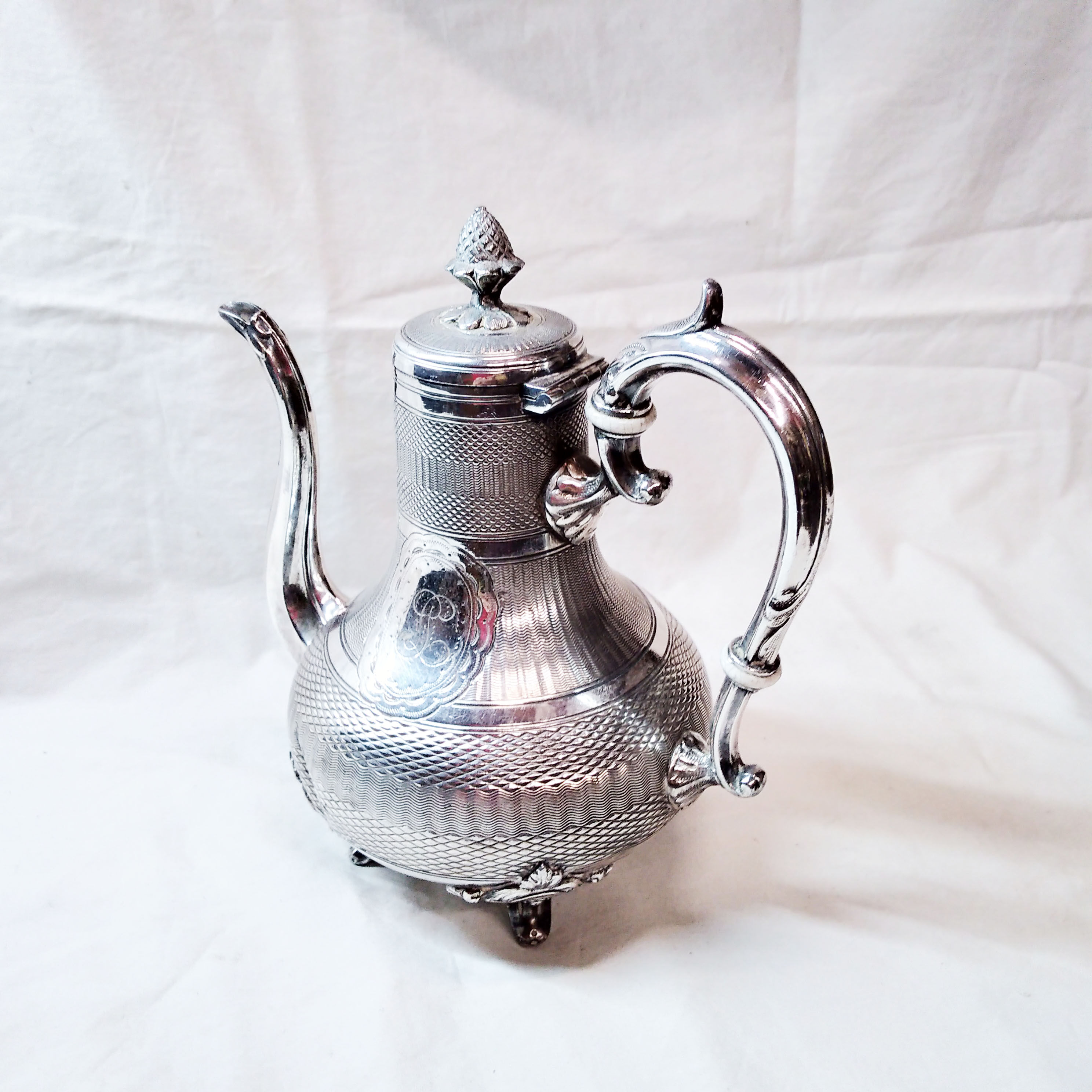 Silver metal teapot