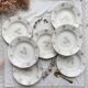 7 vintage porcelain soup plates Digoin Sarreguemines model Raphael with golden flower motif