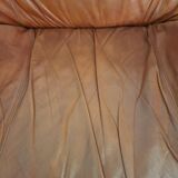 Four vintage armchairs, leather and fabric, 70s