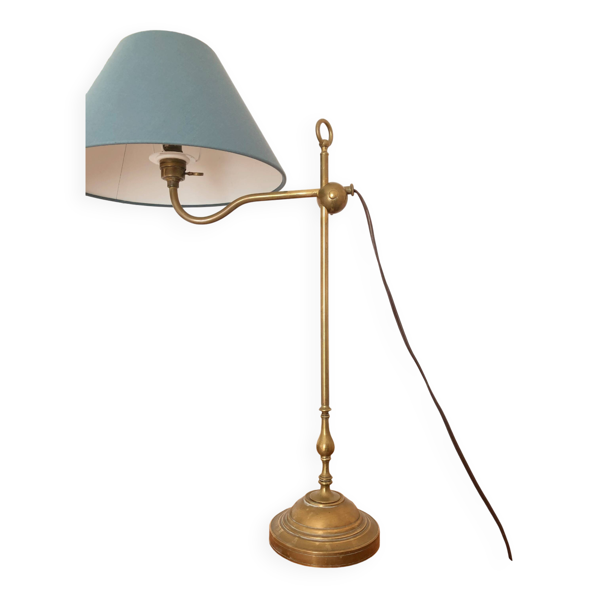 Patinated brass desk lamp, 19th century
