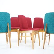Ensemble de 6 chaises de salle à manger en frêne des années 1960, Tchécoslovaquie