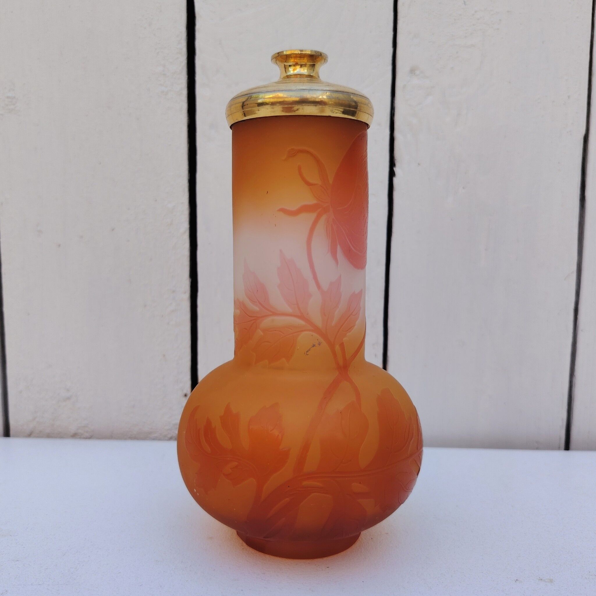 Lamp base, Gallé peony decoration, Nancy Art Nouveau