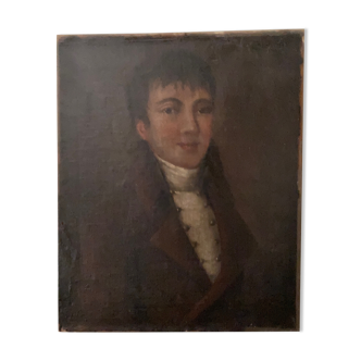 Portrait de jeune homme huile sur toile fin 18e début 19e