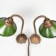 Pair of Unique 1920's Enamel & Cast Iron Desk Lamps, Czechoslovakia