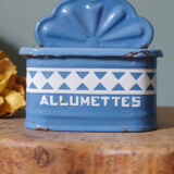 Blue matchbox - old blue enamel sheet box