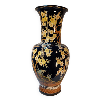 Vase de sol 80 cm forme pansue au décor japonisant - Début XXème