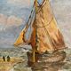 Ancient painting, Marine, signed 20th century