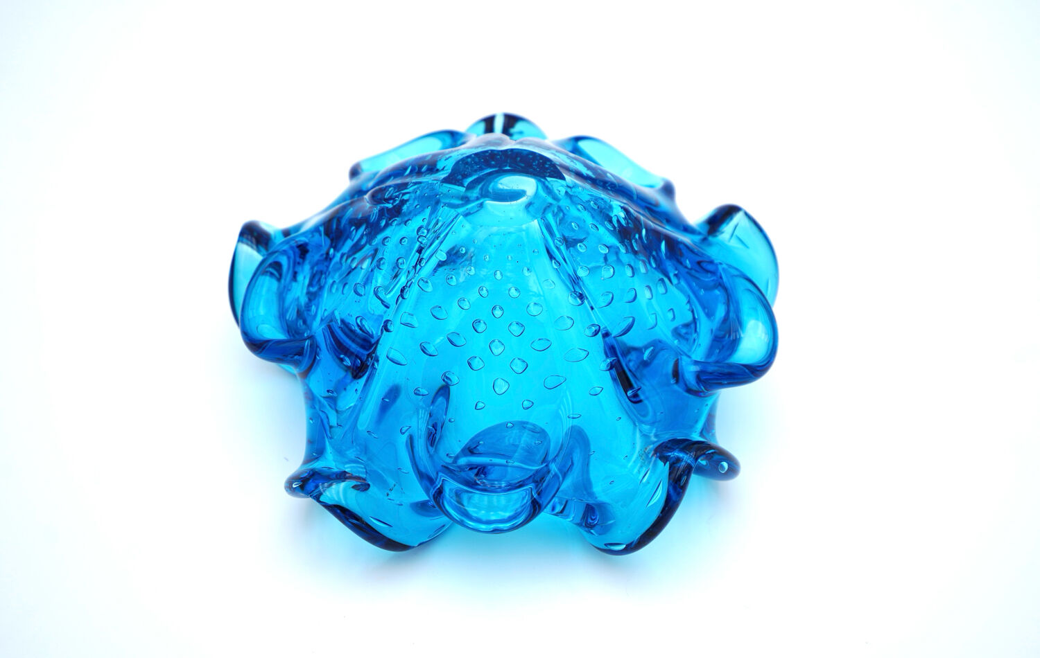 Murano Sculptural Bowl — "Bullicante" Aquamarine Blue — 1950