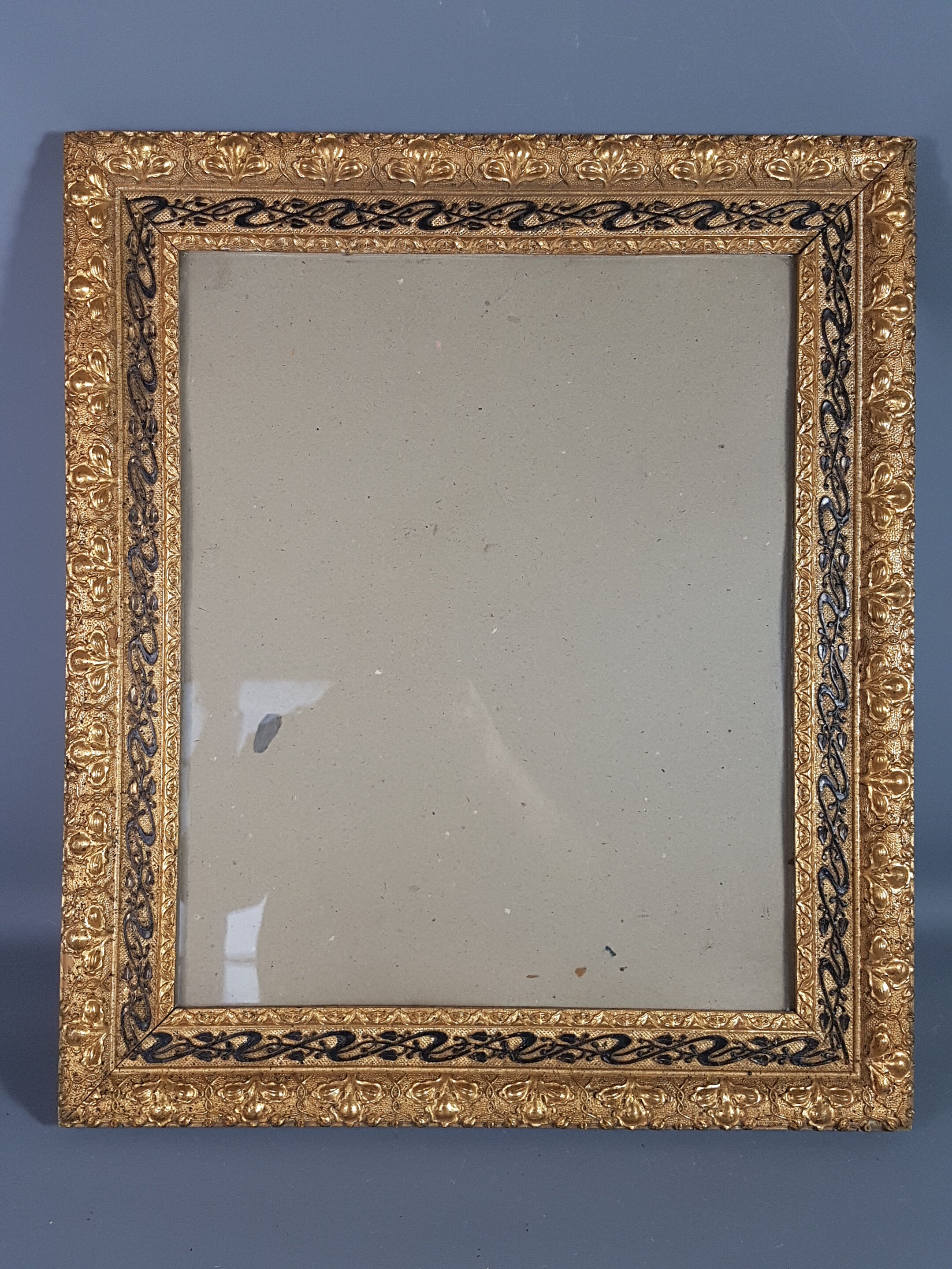 Old frame circa 1900, wood - gilded stucco with leaf - black laqué 53x45 cm leaf 42.5x35 cm SB