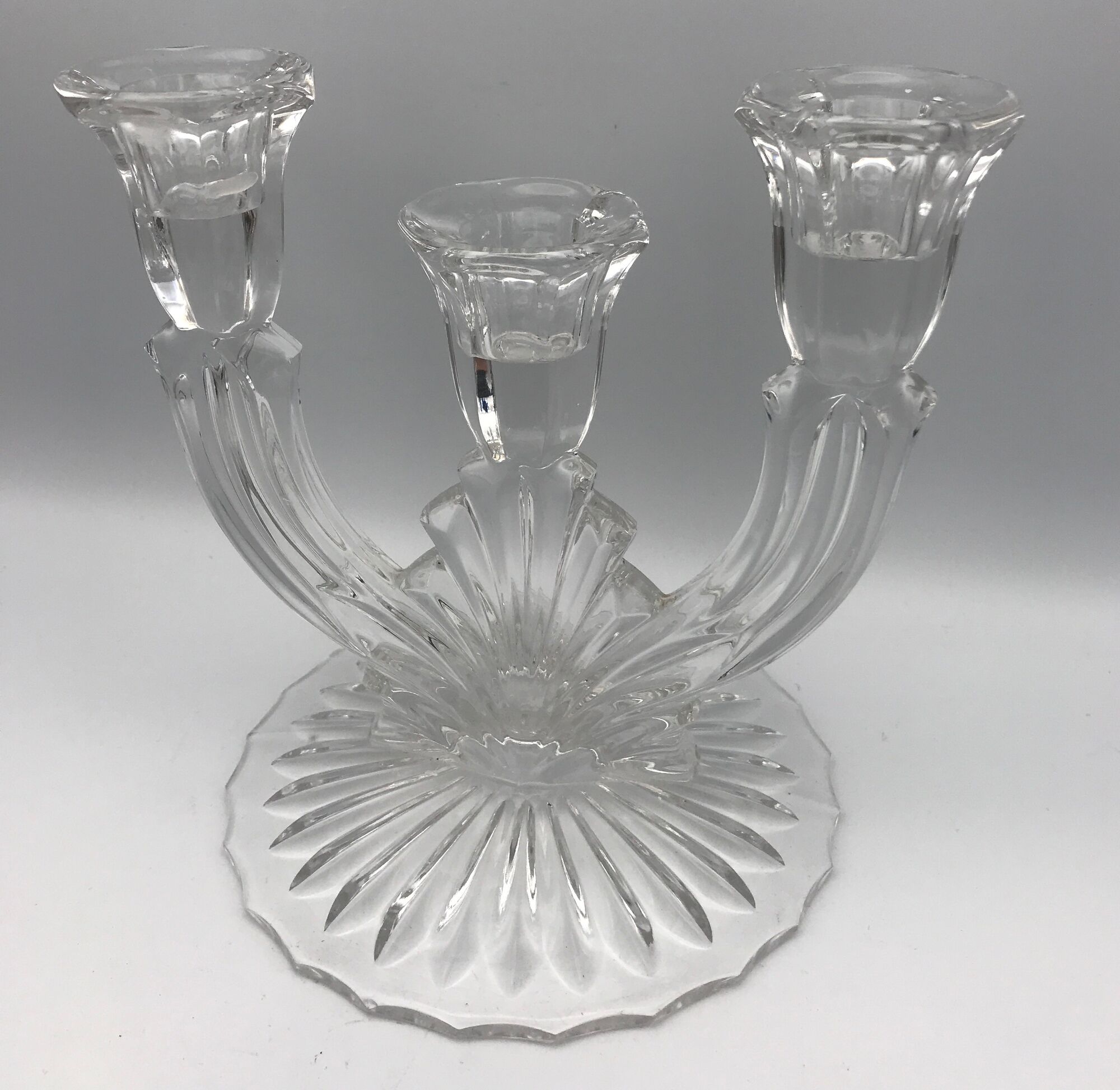 PAIR OF VINTAGE CANDLESTICKS IN CRYSTAL CANDLESTICK 3 BRANCHES ART DECO