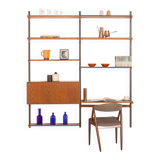 Kai Kristiansen teak wall unit with a hidden desk for FM Mobler