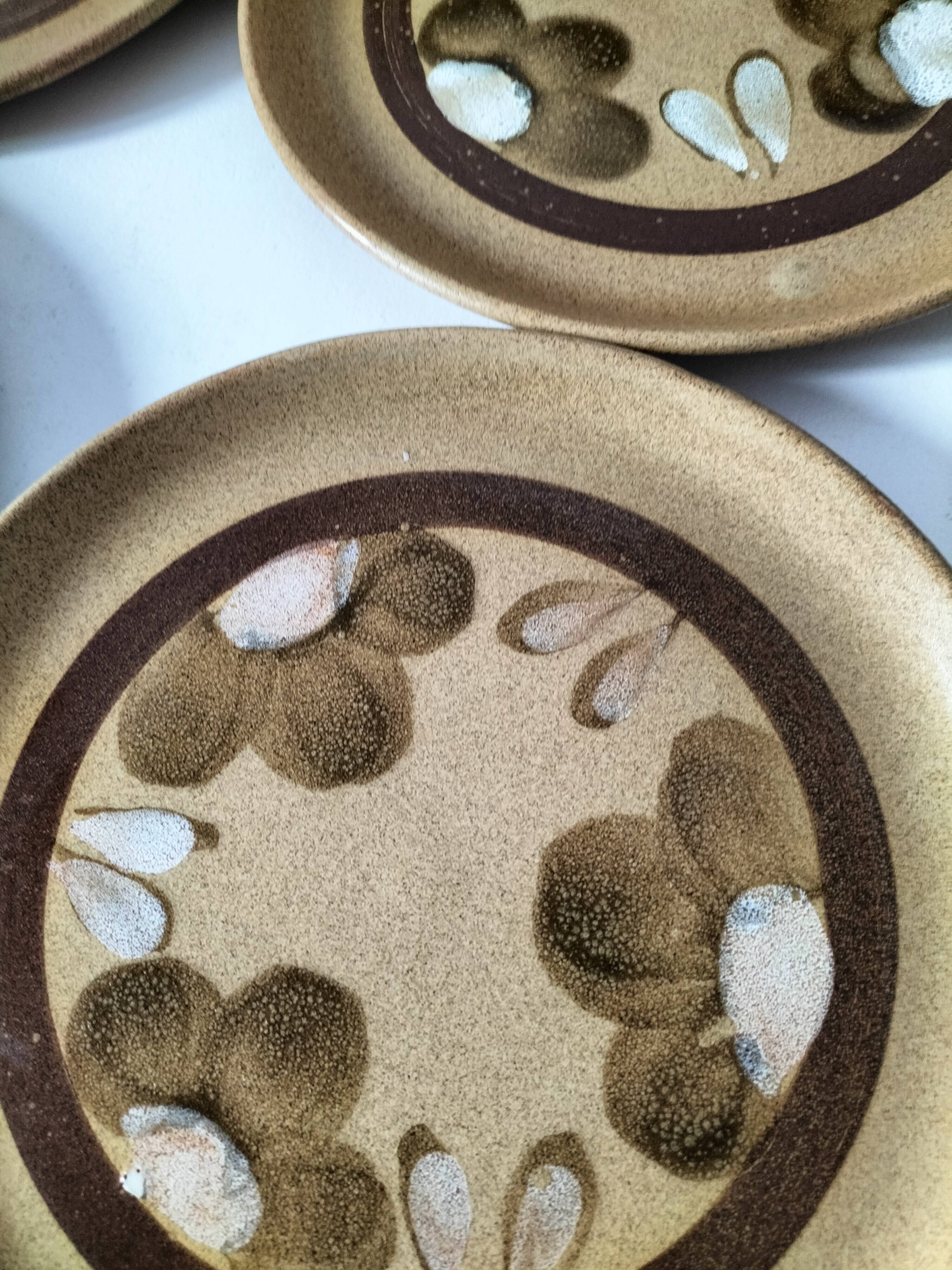 6 dessert plates in stoneware Atelier d’Art Lorraine Sarreguemines