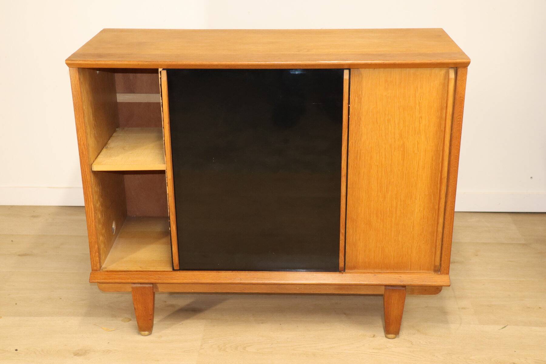 Vintage side table with sliding doors, 1960