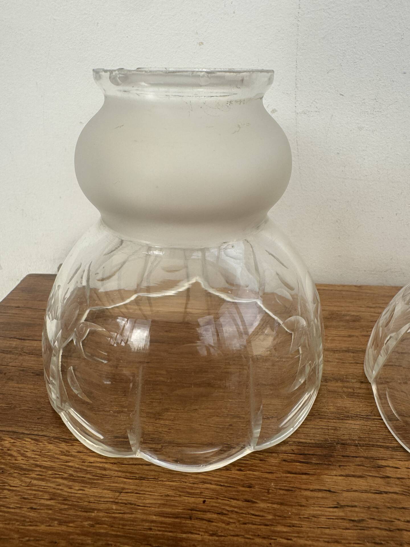 Lot 3 Tulips Antique Glass Cut Frosted Art Deco Lamps Lu