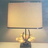 Bronze and brass water lily lamp signed