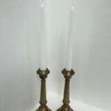 Pair antique bronze candlesticks
