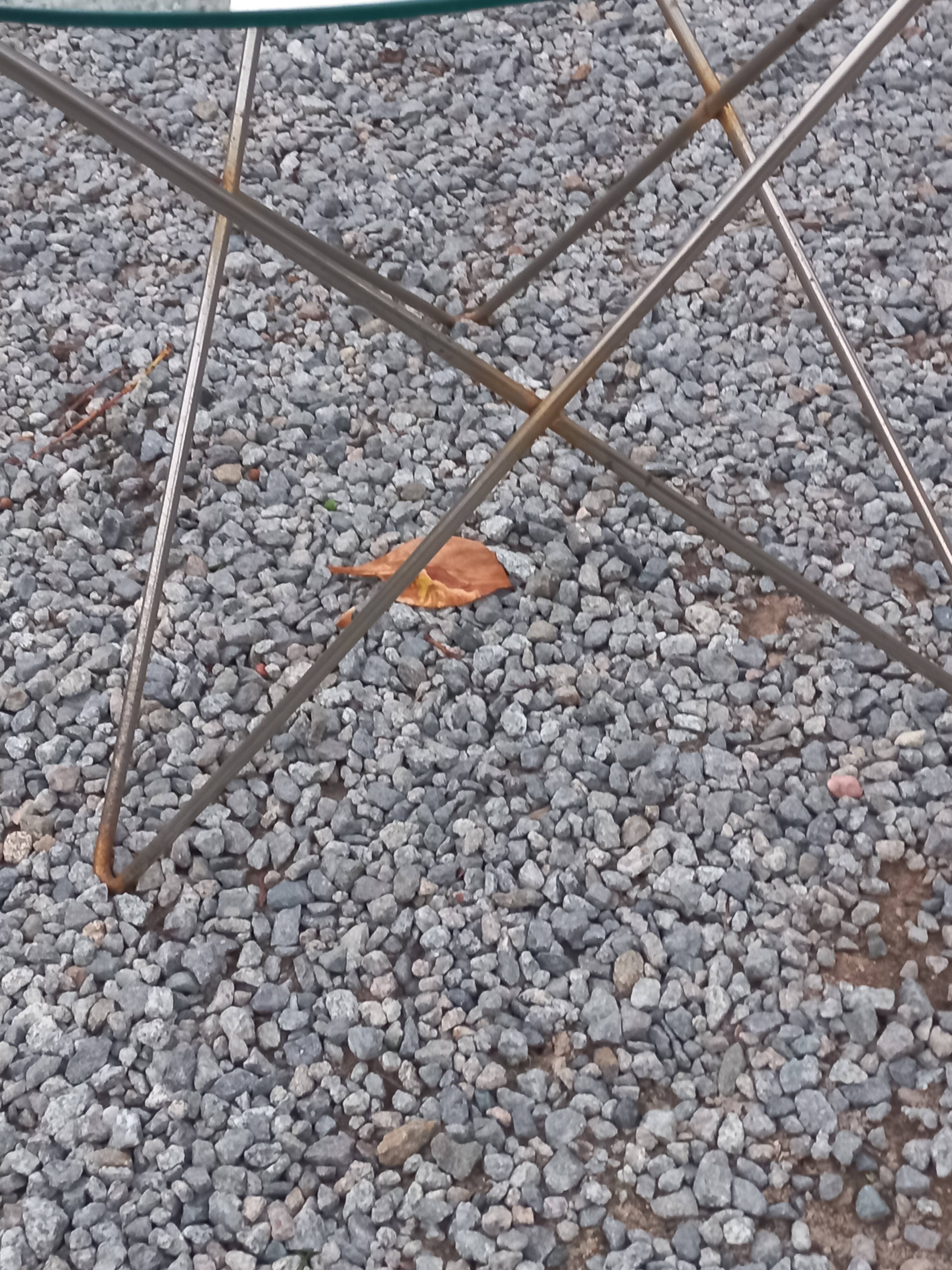 Florent Lasbleiz vintage coffee table in glass and metal