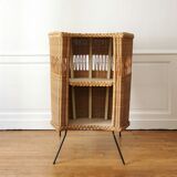 Bar and its 2 rattan stools, 1950