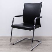 Chaise de bureau en cuir Grisberger Diagon Medium Noir