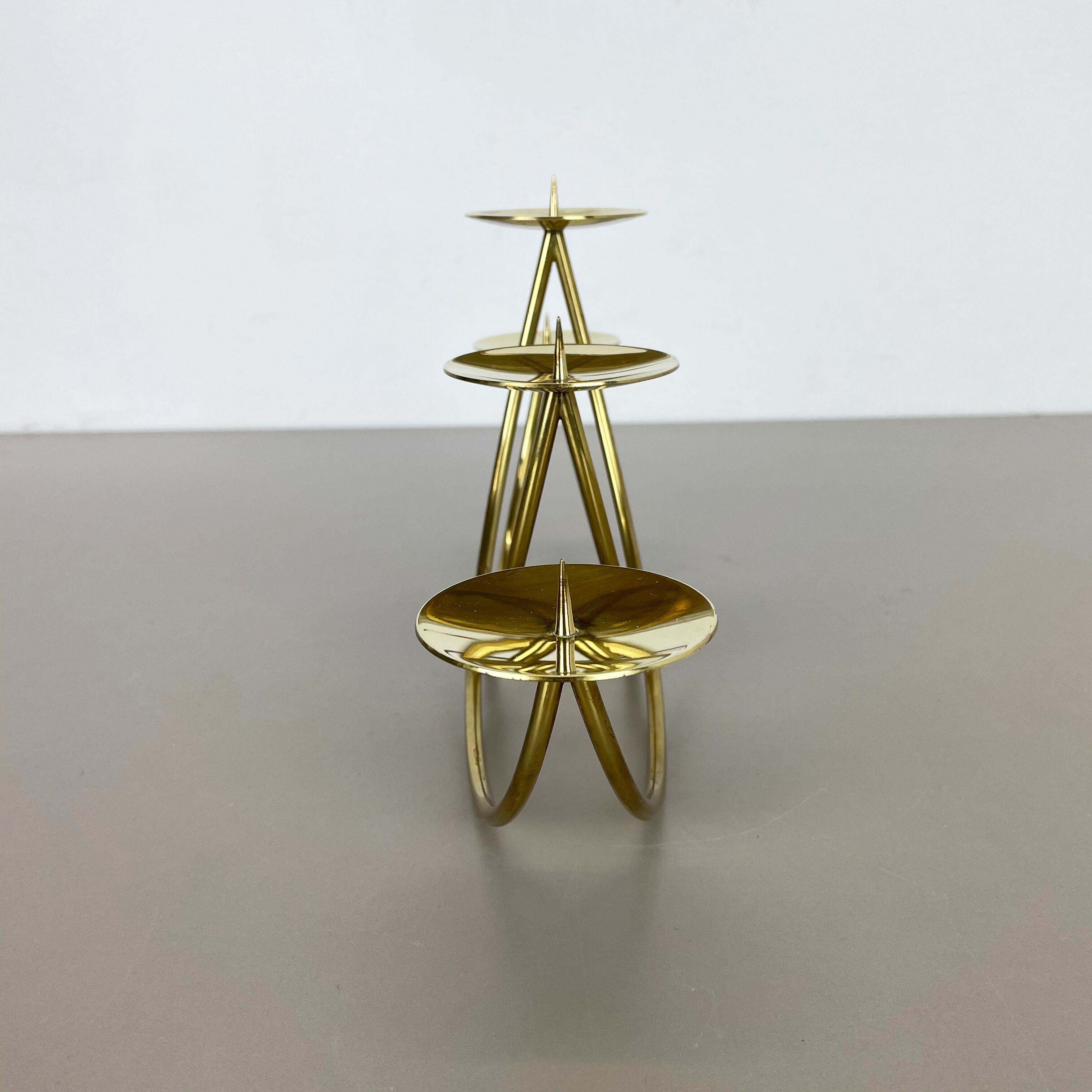 Sculptural solid brass candleholder by Harald Buchrucker Bauhaus, Germany, 1950s