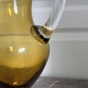 Vintage Bohemian Crystal Pitcher Jug Vcelnicka Orange Smoke