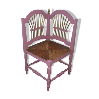 Chaise d'angle paillé style Louis Philippe