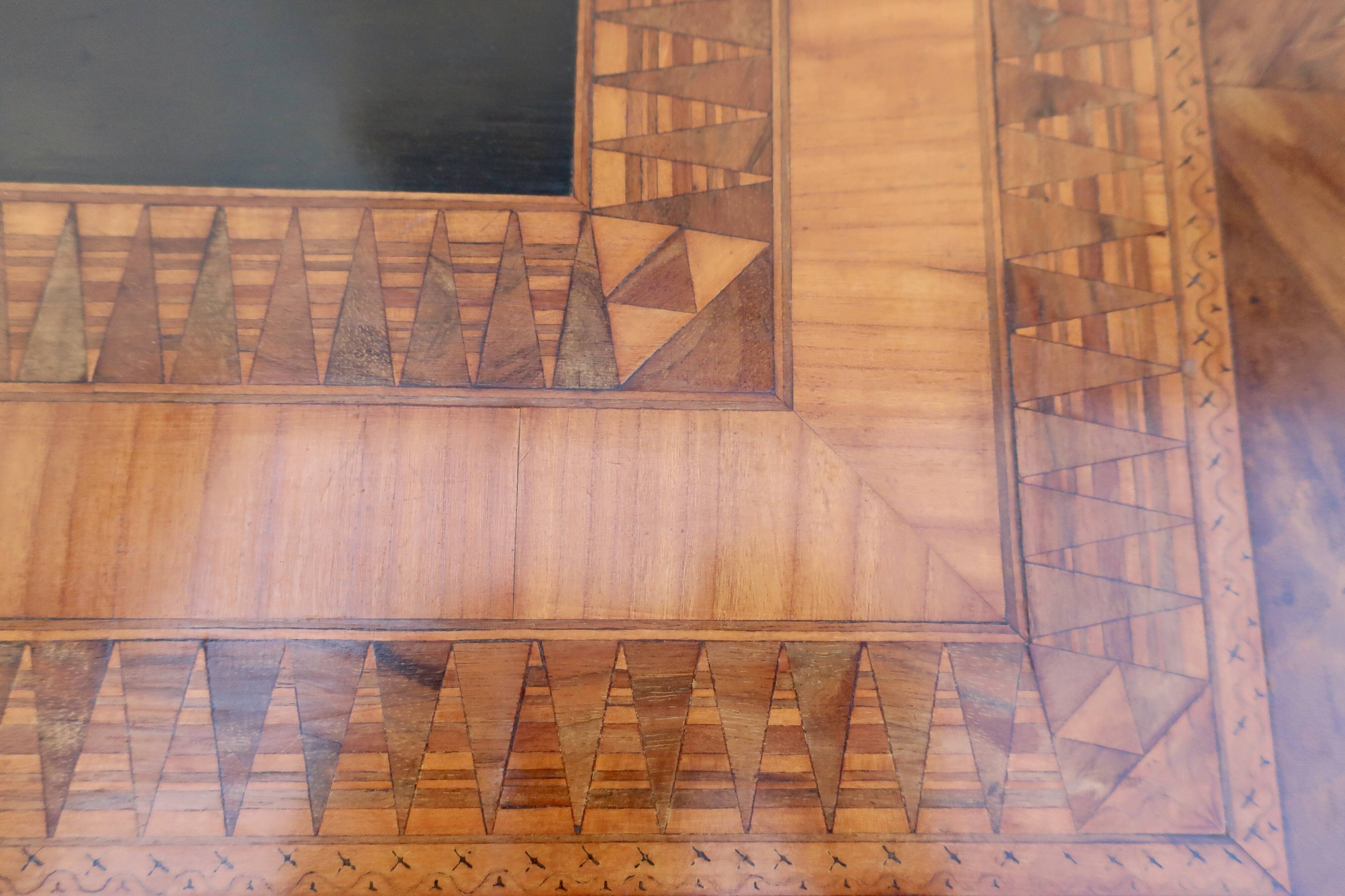 Inlaid living room pedestal table, italy 19th century, circa 1850