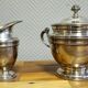 Service sucrier et pot à lait ancien en métal argenté – Style Empire / Louis XVI