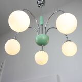 Mid-century Italian Chrome and Opaline Chandelier