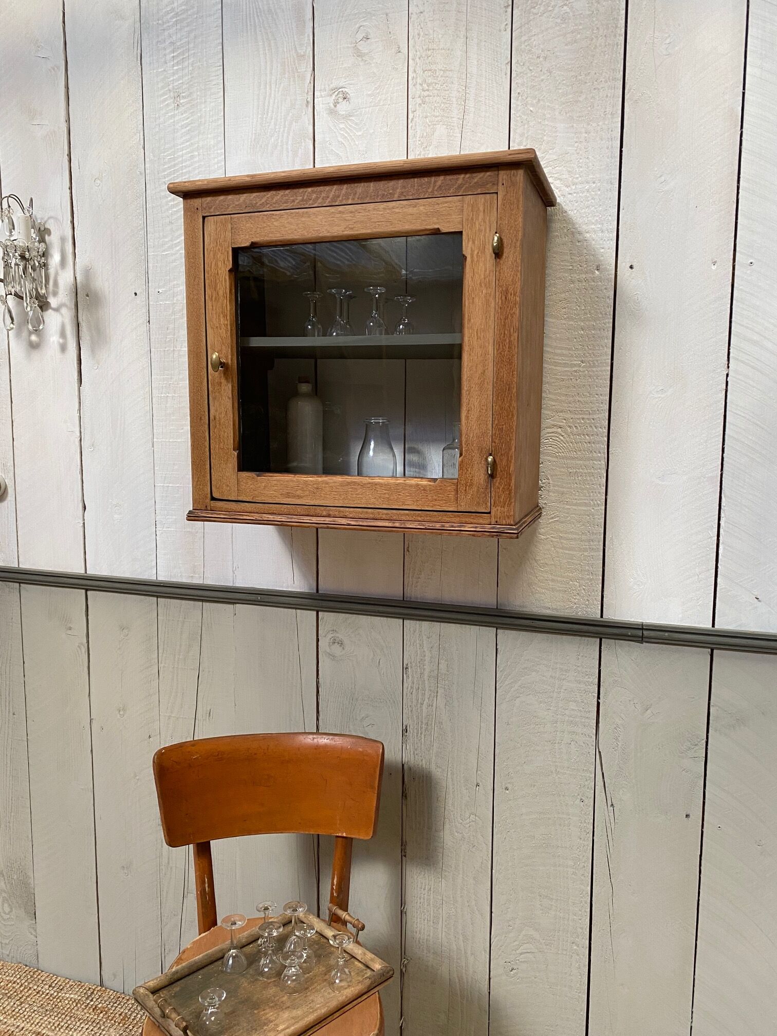 Antique oak wall or installation window